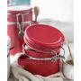 Porcelain Coffee Sealed Canister with Valve Blocks Tea Cans Powder Candy Beans Jars Food Container Spice Storage Bottle with Lid Spoon (Red, 23oz)