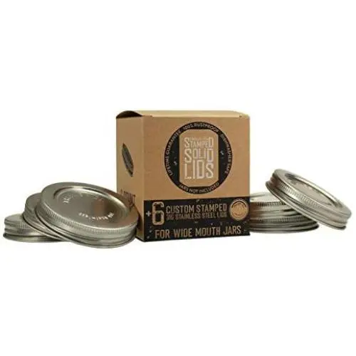 Trellis + Co. 316 Stainless Steel Wide Mouth Mason Jar Lids/Tops | for Pickling, Canning, Storage, Dry Goods - Durable & Rustproof (6 Pack) Trellis + Co. 316 Stainless Steel Wide Mouth Mason Jar Lids/Tops | for Pickling, Canning, Storage, Dry Goods - Durable & Rustproof (6 Pack)