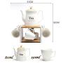Teapot set Ceramic Vintage 800ml Large capacity,6 cups,Water storage jar the Chinese tea culture Green Jasmine Flowers Black Tea Coffee milk,living room,tea lovers 14 pieces in total white