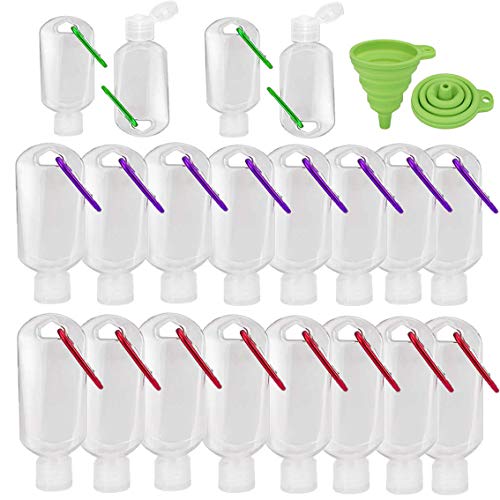 Travel Bottles with Keychain, 2oz/50ml Portable Plastic Travel Bottles - Leakproof Squeeze Bottles with Flip Cap - Empty Refillable Containers for Hand Sanitizer Conditioner Body Wash Liquid etc