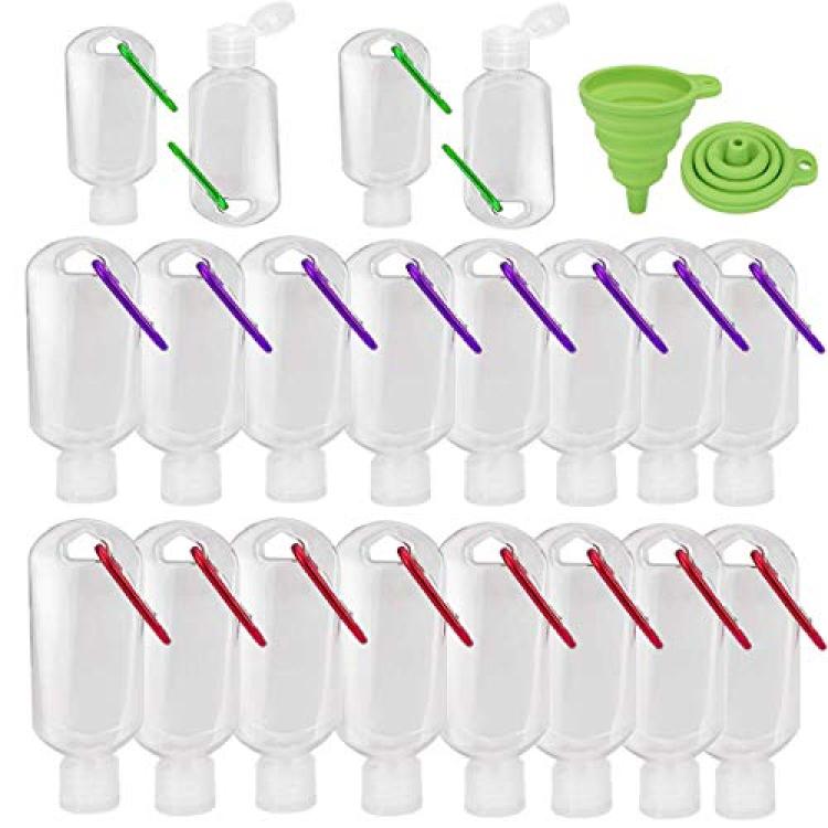 Travel Bottles with Keychain, 2oz/50ml Portable Plastic Travel Bottles -  Leakproof Squeeze Bottles with Flip Cap 