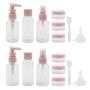 Unxuey Travel Bottles Set TSA Approved Leak Proof Squeezable Refillable Sub-Bottles with 3 Bottles, 3 Cream Jars and 2 Tools (Funnel and Spatula) for Your Favorite Lotions, Make-up Lotion and Shower G