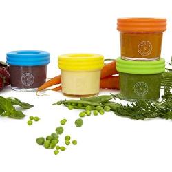 Glass Baby Food Storage Containers - Set contains 12 Small Reusable 4oz Jars with Airtight Lids - Safely Freeze your Homemade Baby Food