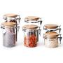 UPKOCH Glass Canister Food Storage Container with Locking Lids Leak Proof Storage Bottle Glass Jar for Food 800ML (Transparent)