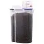 Conteneur de stockage pour aliments pour animaux de compagnie 2,5L en plastique transparent avec bouchon et entonnoir et tasse doseuse. Conteneur de stockage pour aliments pour animaux de compagnie 2,5L en plastique transparent avec bouchon et entonnoir et tasse doseuse.