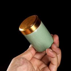Ifever Chinese Mini Travel Ceramic Tea container Canister Porcelain Tea Caddy for Loose Tea, Tea Bags