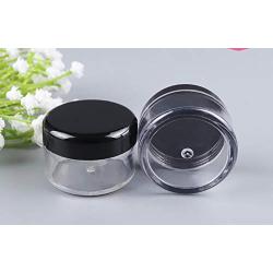 50Pcs Empty Refillable Clear Plastic Travel Cosmetic Cream bottle Jars with Black Lid For Cosmetic Sample Packing Makeup Face Cream Eye Cream Ointment(15g/0.5oz)