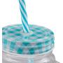 Relaxdays Drinking Mason Jam Jars with Straws and Handles, Set of 8, 400 ml, Colourful Iced Beverages Glass Set, Standard