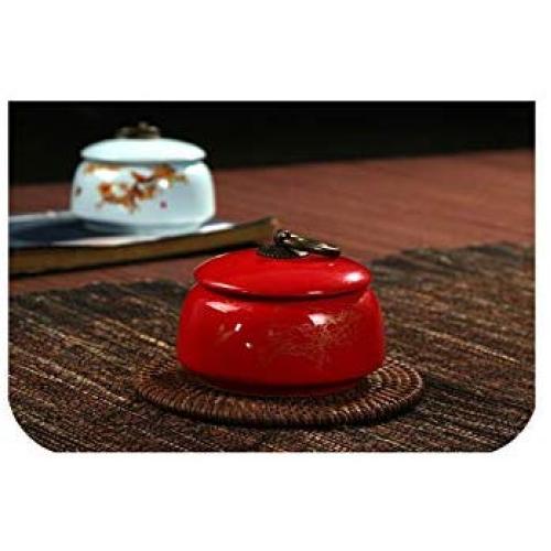 Ceramic Tea Can Travel Bulk Small Tea Jar Sealed Cans Teacaddy Teaset Food Storage Tank 2 Colors Optional,Red