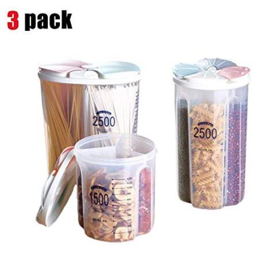 XHSP 3 Pack Food Storage Containers with Lids,Grain Storage Bin,Classification Storage Transparent Sealed Cans Versatile Dry Goods Food Storage Tank Storage Tank