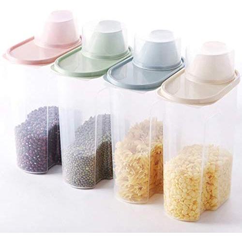 Food Storage Tank,Airtight Food Storage Container Set With Scale Cover,Cereal Storage Containers Airtight Set Food Grade PP,Good Sealing,Easy To Clean,4set-2.5L