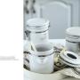 Cereal Containers Ceramic Canister With Spoon Containers (color : White, Size : 650mL)