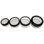 Travel Sample Plastic Clear Jar w Window Black Rim Cap 4 Kind of Capacities (1 Set)