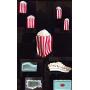 Popcorn University Ceramic Popcorn Container with Lid - Decorative Cookie Jar for Kitchen Counter Food Storage, Table Centerpiece, Vase & More - Red Striped Home Movie Theater Room Décor, 13&quotx4.5&quotx8"