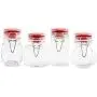 4er Set Glasen Mason Gläser – Verschiedene Formen – Rund, Achteckig, Quadratisch, Kugelförmig, mit Flip-Top-Dichtung und Scharnier – Für alle Gewürze, Kräuter und kleine Gegenstände – 4 Größen – 60ml, 79ml, 84ml, 90ml (Rot)