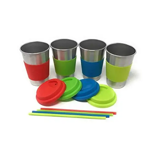 4 Pièces UpPeak Tasses en Acier Inoxydable 473 ml avec Couvercles et Paillettes, ECO, Sans BPA (Assorties) 4 Pièces UpPeak Tasses en Acier Inoxydable 473 ml avec Couvercles et Paillettes, ECO, Sans BPA (Assorties)