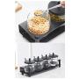 XXDTG Black Seasoning Box-glass Salt Shaker Sugar Bowl Set Seasoning Jar Kitchen Seasoning Box, Stainless Steel Base