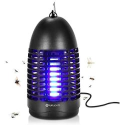 YUNLIGHTS Bug Zapper 8w Electric Fly Killer, Fly Traps Mosquito Zapper Plug-in with Hook, Hanging Standing Mosquito Killer Lamp Indoor, Flying Insect Trap for Indoor Use Upgraded(Black)