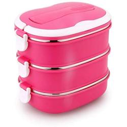 Thermos Food Jar Portable Thermos Stainless Food Flask,Leakproof Insulated Food Containers,Handle,Multi-storey (Color : Red)