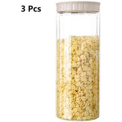 3 Pcs Clear Food Storage Air Tight Canister,for Food, Nuts,Cereal, Snack (1750ML)