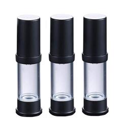 3 Pcs 5ML 0.17OZ Upscale Empty Refillable Frosted Black AS Airless Pump Vacuum Bottle Portable Cosmetic Toiletries Liquid Storage Container Jar Pot Lotion Sample Dispenser for Travel Home Use