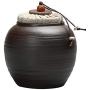 Exquisite Oriental Ceramic Food Storage Jar Canister Food Canisters,Loose Tea Tin/Tea Storage/Tea Caddy/Tea Canister/Coffee Canister/Coffee Jar/Spice Nuts Storage 3.35oz/95g (Deep coffee color)