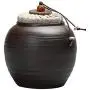 Exquisite Oriental Ceramic Food Storage Jar Canister Food Canisters,Loose Tea Tin/Tea Storage/Tea Caddy/Tea Canister/Coffee Canister/Coffee Jar/Spice Nuts Storage 3.35oz/95g (Deep coffee color)