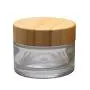 Bouteille en verre transparente 30ml/1oz pour cosmétiques, pot de crème, récipient de remplissage réutilisable, pour échantillons de maquillage, emballage de soins de la peau, avec couverts en bambou et liner intérieur.