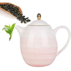 Teapot Ceramic Vintage 1100ml Large capacity stainless steel filter kettle Water storage jar the Chinese tea culture Green Jasmine Flowers Black Tea Coffee milk,living room,tea lovers,Pink