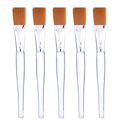 Facial Mask Brush Makeup Brushes Cosmetic Tools with Clear Plastic Handle, 5 Pack (Silver with Yellow Brush)