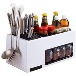 Kitchen Spice Herb Rack Holder Free Standing, Kitchen Multifunction Countertop Organizer for Spice Jar Knives And Bottle Storage,A