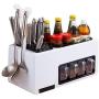 Kitchen Spice Herb Rack Holder Free Standing, Kitchen Multifunction Countertop Organizer for Spice Jar Knives And Bottle Storage,A