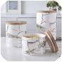 Chic Marble Pattern Storage Bottle Jar With Wood Cover Superior Minimalist Elegant Luxury Salt Sugar Storage Jar Home Organizer,S