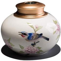 Home Décor Ceramic Jar Home Hand-Painted Ceramic Pot Tea Cake Storage Jar with Sealed Lid Kitchen Storage Accessories Decorative Accessories (Color : A, Size : 13.812.3cm)