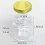 Syntic 32 x 1,5 oz Hexagon Gläser mit Golddeckeln, Kleine Mason Gläser für Hochzeit, Partygeschenke, + 13 Silberdeckel, Kreidebeschriftungen, Aufhängeschlaufen, 30 Einweglöffel