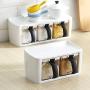 Plastic Spice Rack Stacked Storage Seasoning Boxes Spice Jars With Handle Spoon Kitchen Storage Container for Herb Condiment,B