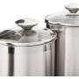 Beautiful Canisters Sets for the Kitchen Counter, 8-Piece Stainless Steel, Medium Sized with Glass Lids and Measuring Cups - SilverOnyx Tea Coffee Sugar Flour Canisters - 8pc Glass Lids