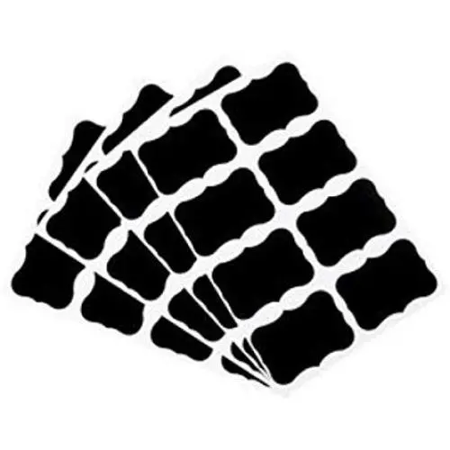 Schreibmarken für Gewürzgläser, Mason-Behälter, Lebensmitteleinlagen, Beschriftungsaufkleber, Organizer mit Beschriftung, abnehmbar, klebrig, schwarz, Komplettset, dekorativ, wiederverwendbar, wasserdicht, 36 Stück/Set, verspielte Rahmenform.