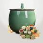 Food Jars & Crocks Rice Storage Ceramic Rice Cylinder Kitchen Storage Tank Moisture-proof Insect Tea Cake Water Tank Chinese Grain Storage Tank Beautiful And Durable (Color : Green, Size : 33x37cm)