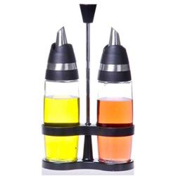 LQQGXLCondiment bottle, jar condiment storage box Oil dispenser, cooking oil and vinegar dispenser bottle set, glass kitchen funnel and pourer