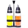LQQGXLCondiment bottle, jar condiment storage box Oil dispenser, cooking oil and vinegar dispenser bottle set, glass kitchen funnel and pourer