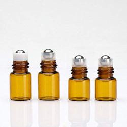 25Pcs Essential Oil Roller Bottles Mini 1ml/2ml/3ml Amber Glass Metal Ball Empty Roll On Glass Bottle Perfume Sample Vials Jar For Aromatherapy Lip Balm Cream Liquid With Black Cap (2ml)