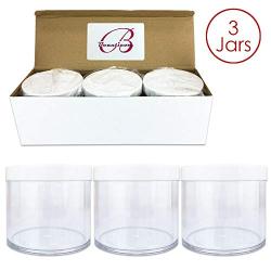 3Pieces 10oz/300g/300ml Acrylic Leak Proof Container Jars with White Lids