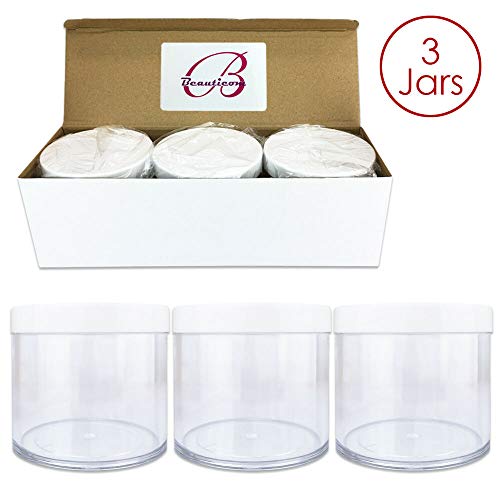 3Pieces 10oz/300g/300ml Acrylic Leak Proof Container Jars with White Lids