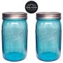 Ball Mason Jars 32 oz Wide Mouth Aqua Blue Colored Glass Bundle with Non Slip Jar Opener- Set of 2 Quart Size Mason Jars - Canning Glass Jars with Lids and Bands