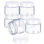 6 Pack 1 oz Plastic Pot Jars Round Clear Leak Proof Plastic Cosmetic Container Jars with White Lids for Travel Storage Make Up, Eye Shadow, Nails, Powder, Paint, Jewelry(1 oz)