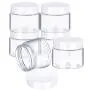 6er Pack 1 oz Kunststoffbehälter,runde transparente, dicht schließende Behälter mit weißen Deckeln für Reise- und Aufbewahrungszwecke – Make-up, Lidschatten, Nagellack, Puder, Farbe, Schmuck (1 oz)