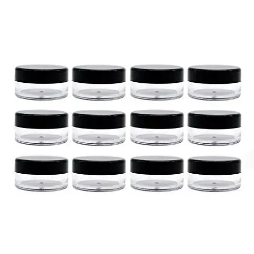 50PCS Transparent Plastic Travel Cosmetic Sample Vial Packing Bottles with Black Screw Cap-Empty Jars Small Round Holder Face Cream Lip Balm Lotion Storage Container Jar Pot DIY Beauty Tool (5G) 50PCS Transparent Plastic Travel Cosmetic Sample Vial Packing Bottles with Black Screw Cap-Empty Jars Small Round Holder Face Cream Lip Balm Lotion Storage Container Jar Pot DIY Beauty Tool (5G)