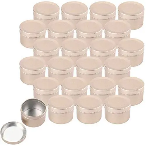 Healthcom 12 Pack 1 Oz/30ml Round Aluminum Tin Cans Candles Metal Tins with Screw Lid Lip Balm Container Jars Travel Cosmetic Tins Sample Favors Tins Storage for Tea Powder Spice Candies(Frosted Gold) Healthcom 12 Pack 1 Oz/30ml Round Aluminum Tin Cans Candles Metal Tins with Screw Lid Lip Balm Container Jars Travel Cosmetic Tins Sample Favors Tins Storage for Tea Powder Spice Candies(Frosted Gold)