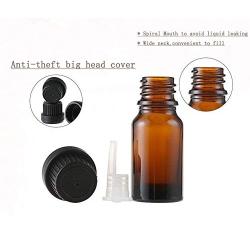 3PCS 30ml/1oz Refillable Empty Amber Glass Vial Essential Oil Bottle Cosmetic Container Dispenser Holder Jars Pot With Orifice Reducer and Black Cap for Aromatherapy Perfume Colognes Lab Chemicals